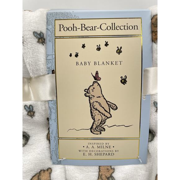 NEW Winnie the Pooh Bear Collection Plush Baby Blanket Eeyore Cream Tan 30x40 - Picture 2 of 5